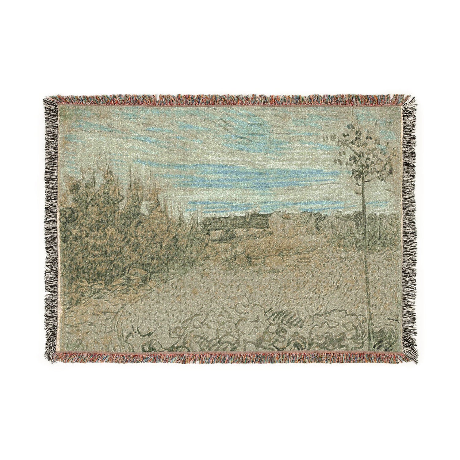 Cottages with a Woman Working in the Middle Ground - Vincent van Gogh Tapestry Blanket
