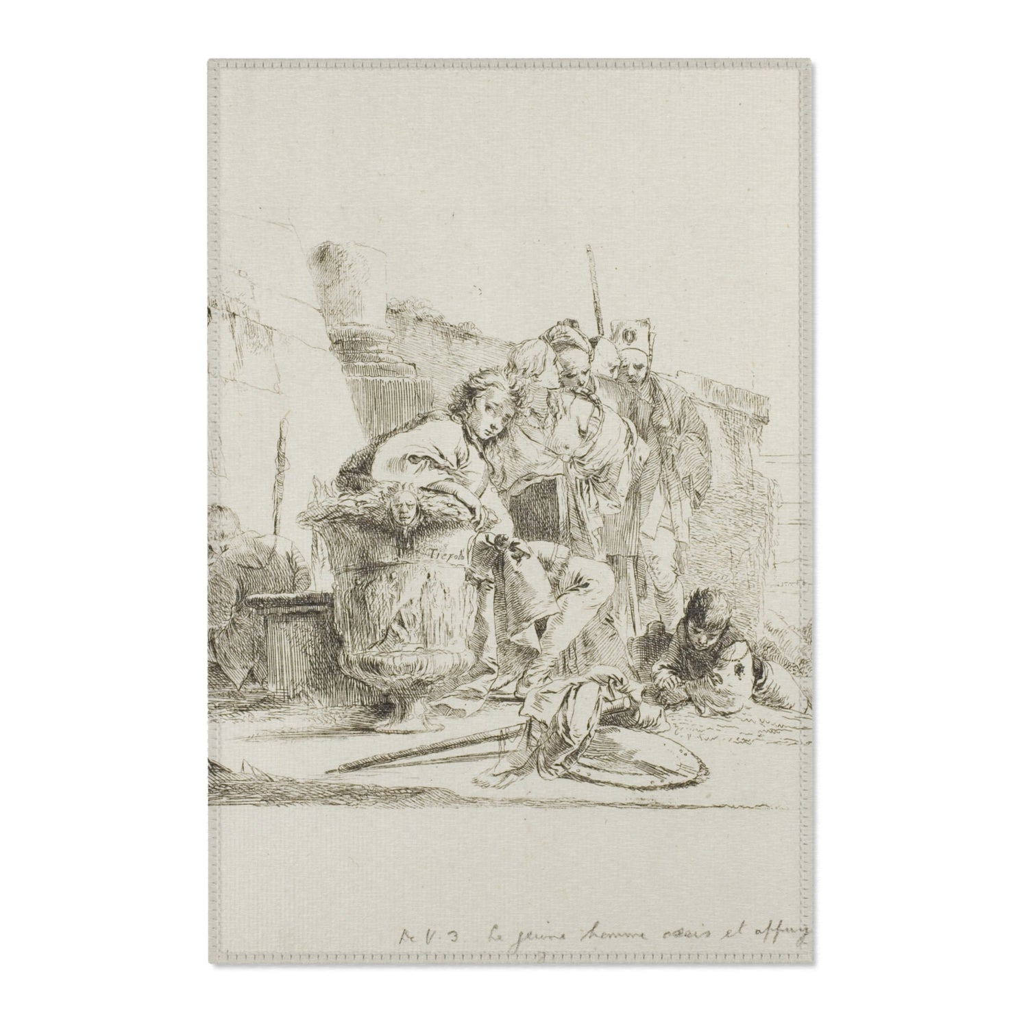 Seated Youth Leaning against an Urn - Giovanni Battista Tiepolo Area Rug