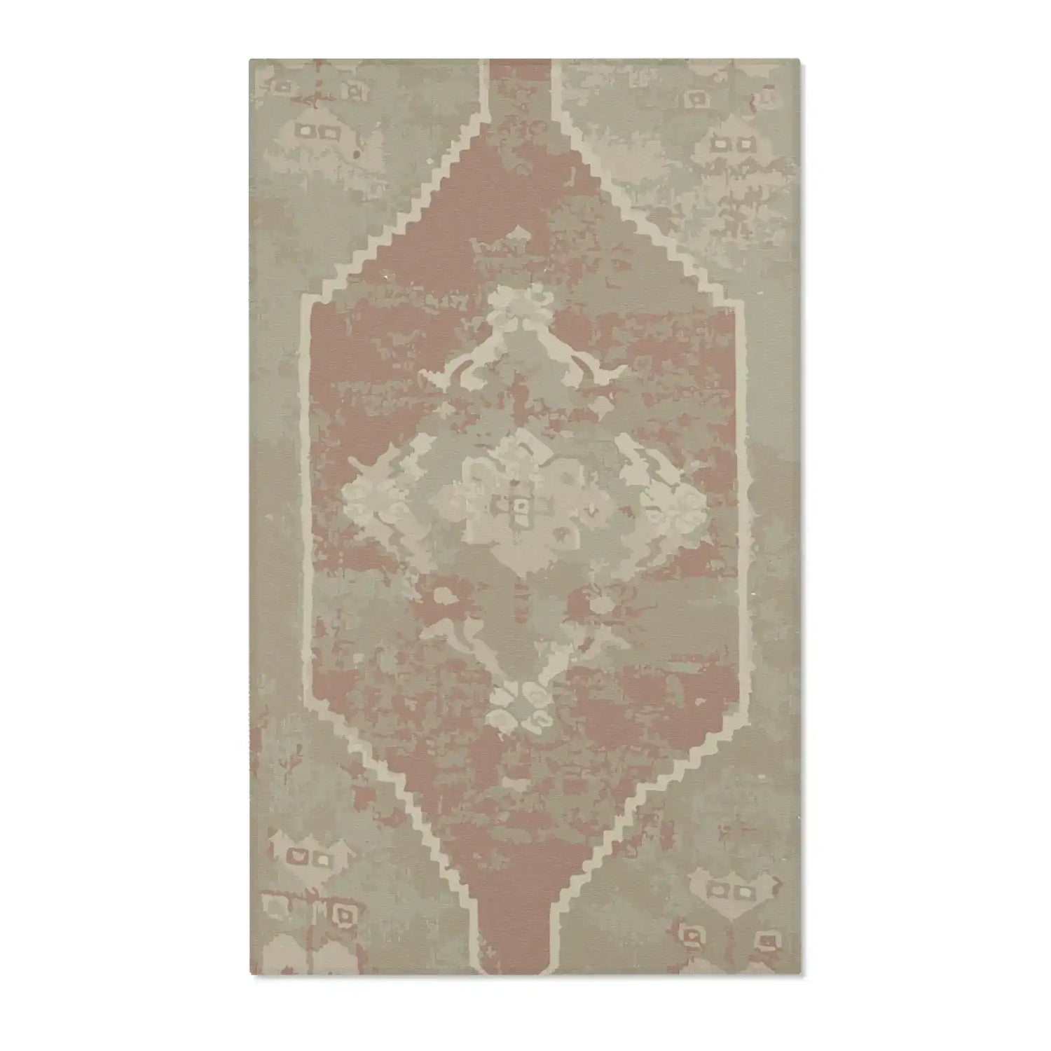 Sage and Terracotta Vintage Diamond Accent Rug