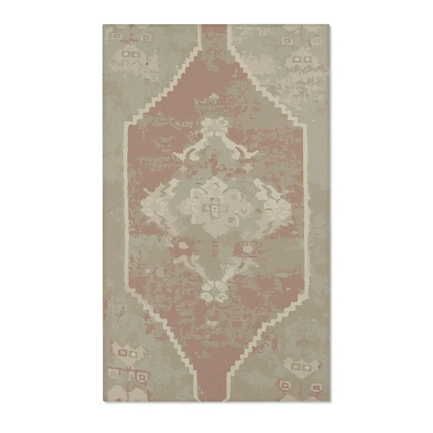 Sage and Terracotta Vintage Diamond Accent Rug