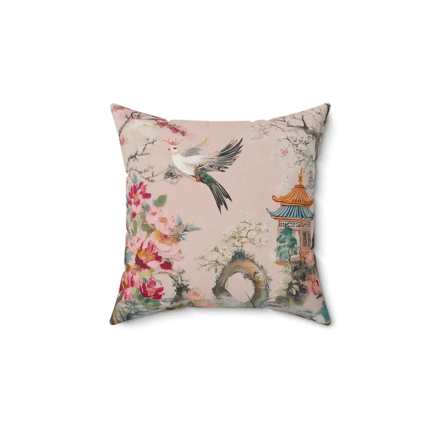 Peach Blossom Serenity Throw Pillow