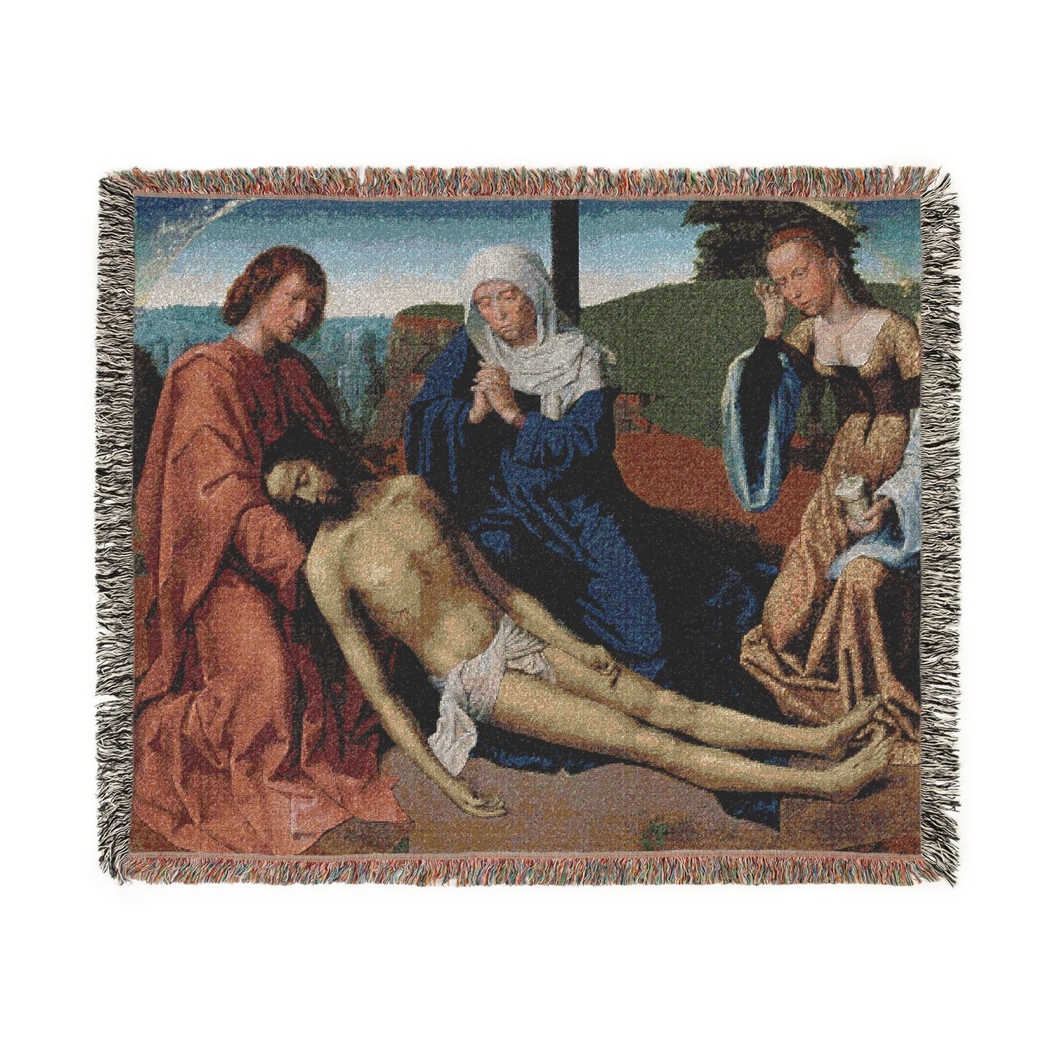 Lamentation over the Body of Christ - Gerard David Tapestry Blanket