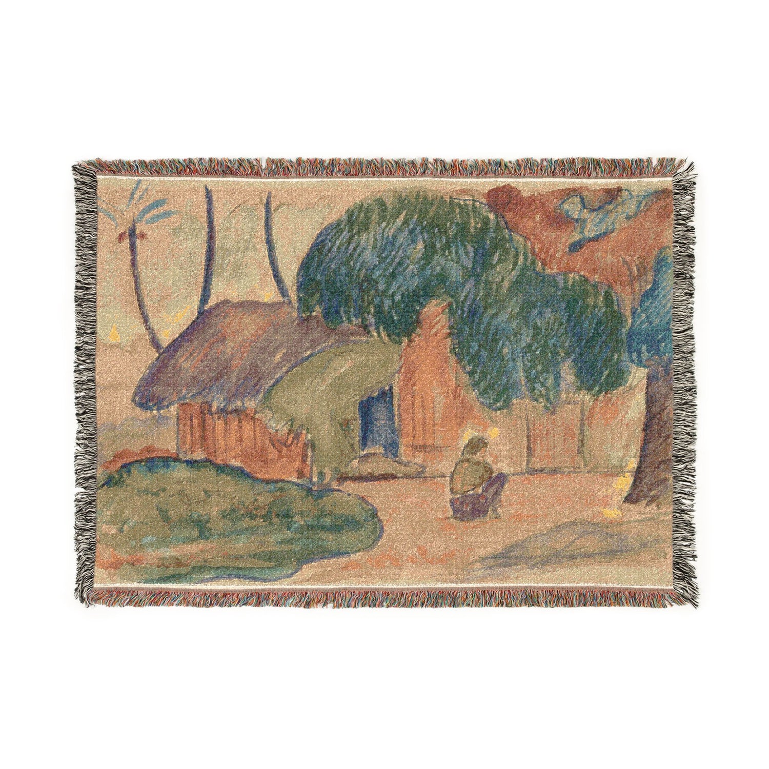 Tahitian Hut - Paul Gauguin Tapestry Blanket