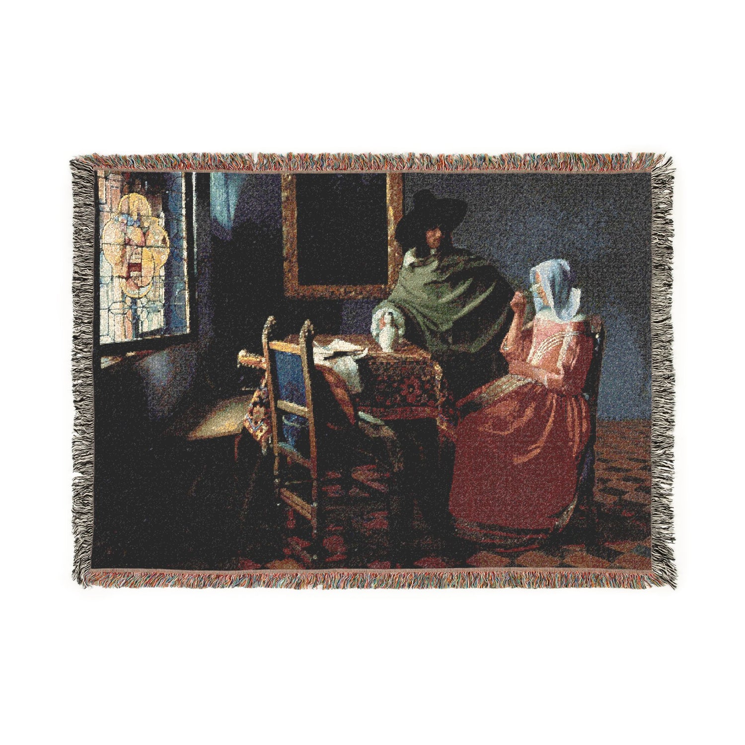 The Glass of Wine - Johannes Vermeer Tapestry Blanket