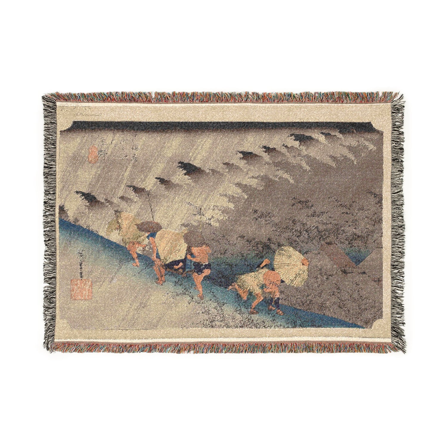 Driving Rain at Shono Tokaido - Utagawa Hiroshige Tapestry Blanket