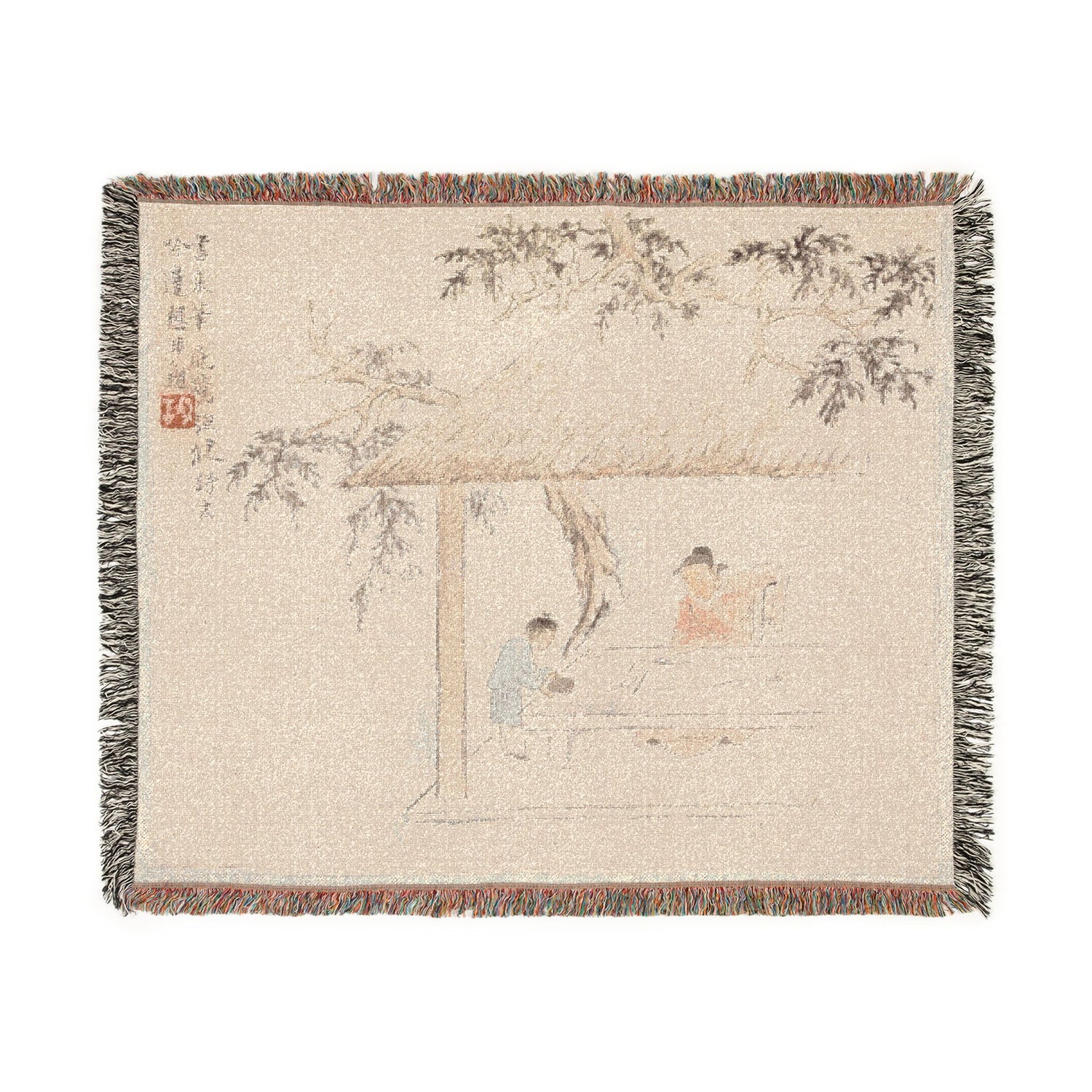 A Scholar at a Table with a Servant Tapestry Blanket