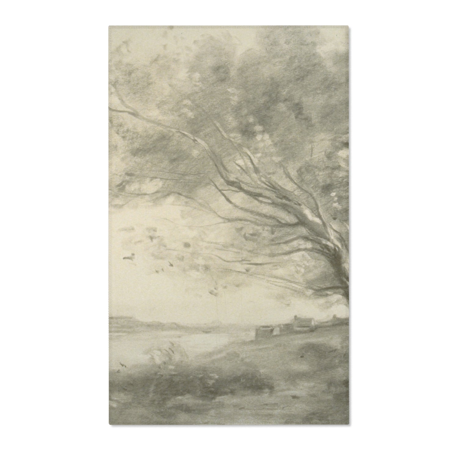 Bent Tree by the Water - Jean Baptiste Camille Corot Area Rug