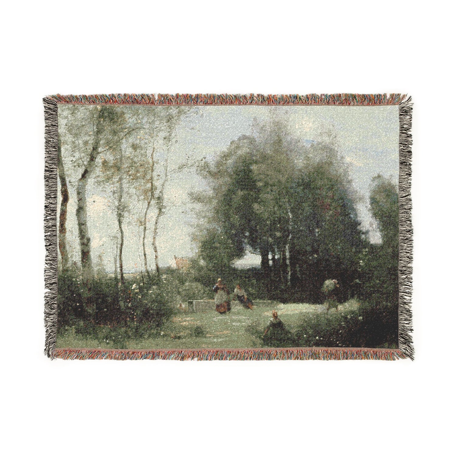 Arleux-Palluel, The Bridge of Trysts - Jean Baptiste Camille Corot Tapestry Blanket