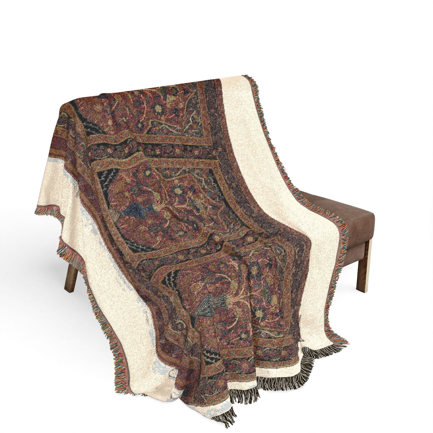 Royal Round Tent made for Muhammad Shah (wall panel with three design units) Woven Throw Blanket