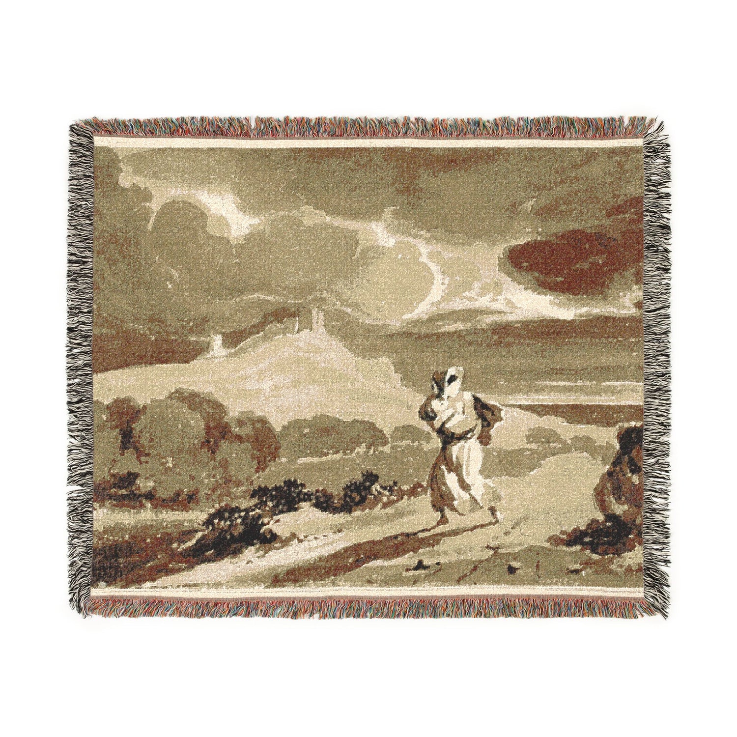 Woman with Baby Fleeing Across Moors - John Constable Tapestry Blanket