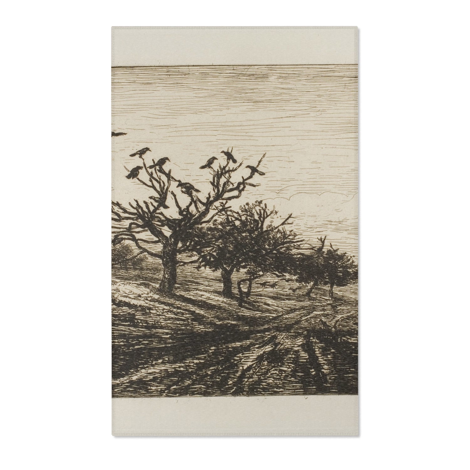 Crows in a Tree - Charles François Daubigny Area Rug