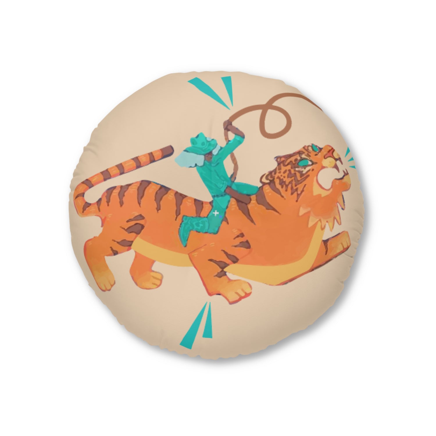 Tiger Rodeo Tufted Round Floor Pillow