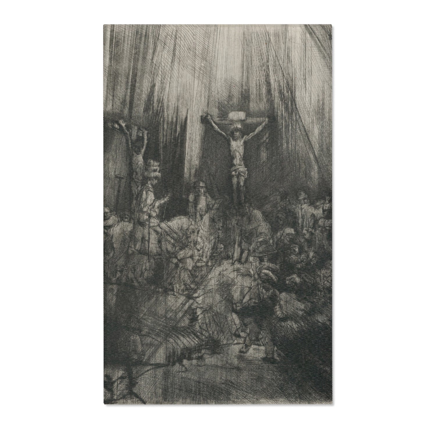 The Three Crosses - Rembrandt van Rijn Area Rug