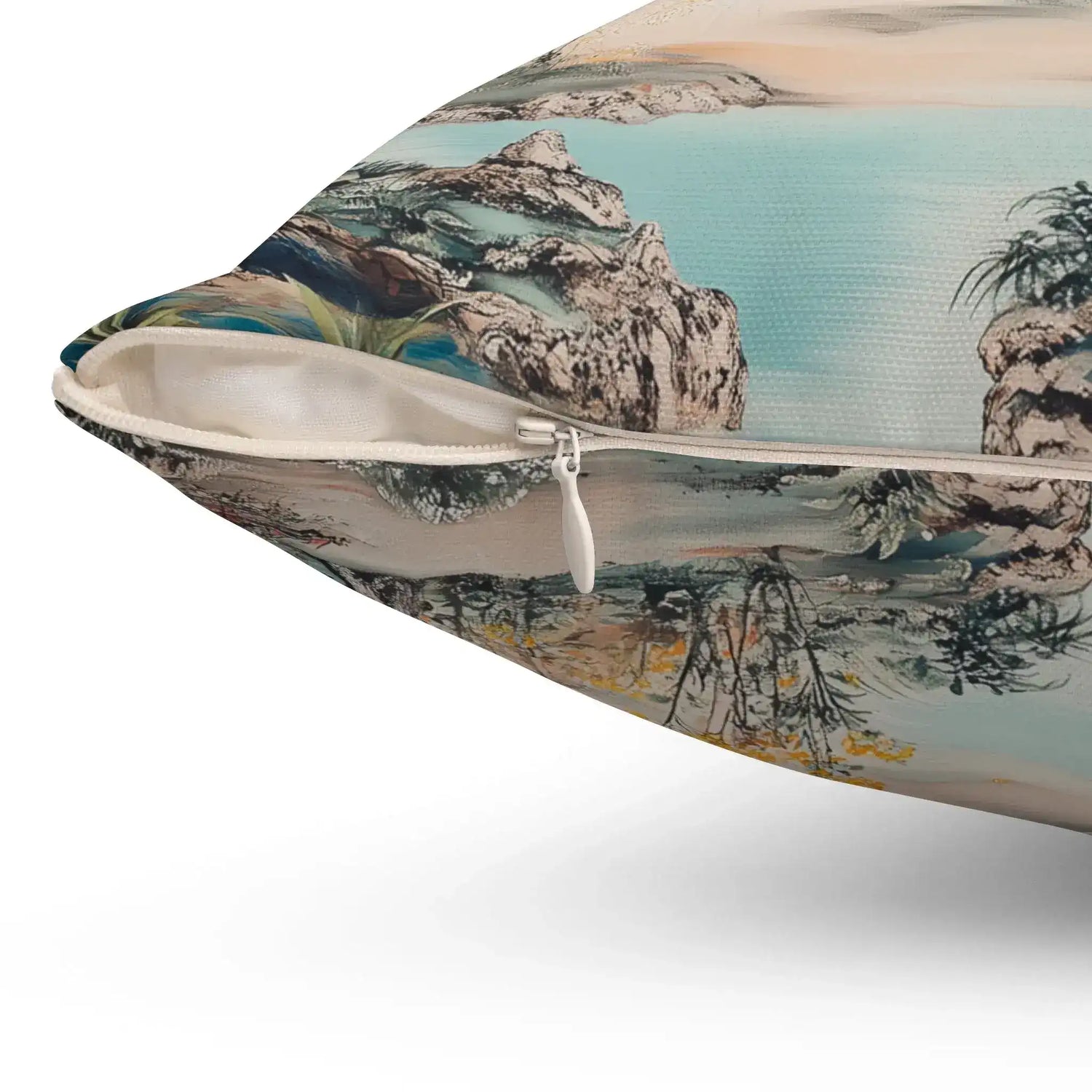 Serene Oriental Birdscape Throw Pillow