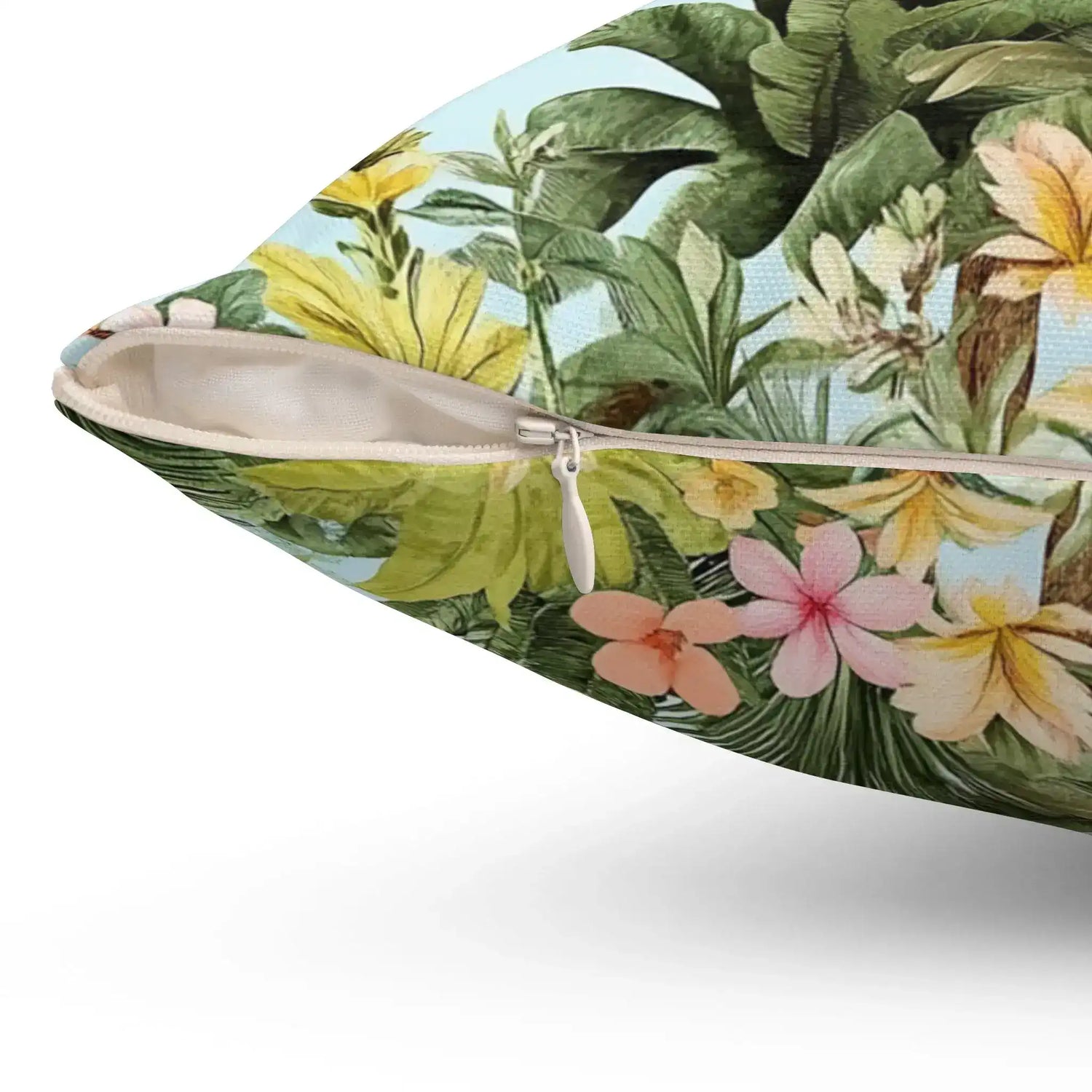 Jungle Bloom Woodpecker Throw Pillow