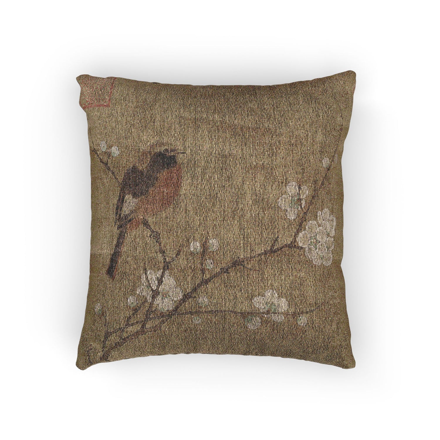 Bird on a Flowering Branch Pillow