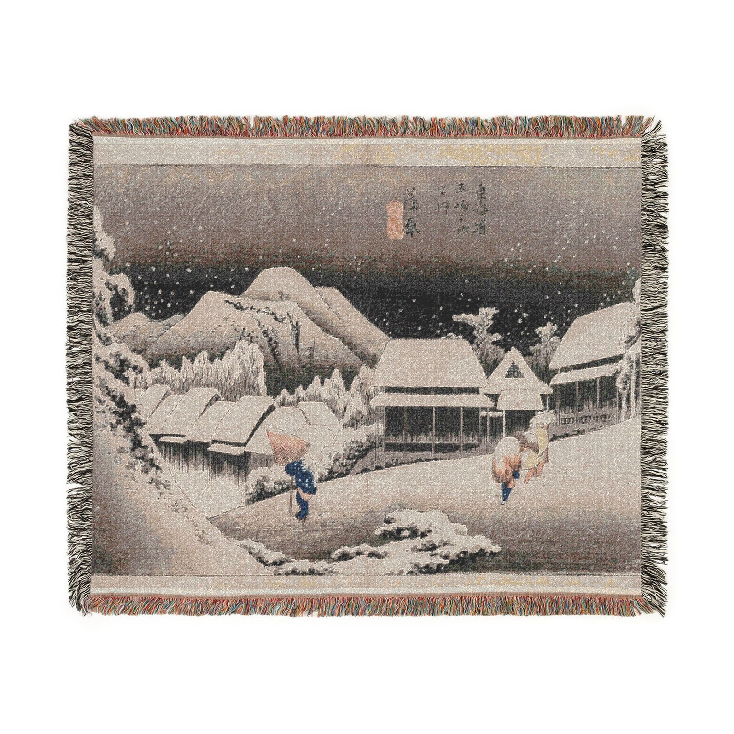 Evening Snow at Kambara Tokaido - Utagawa Hiroshige Tapestry Blanket