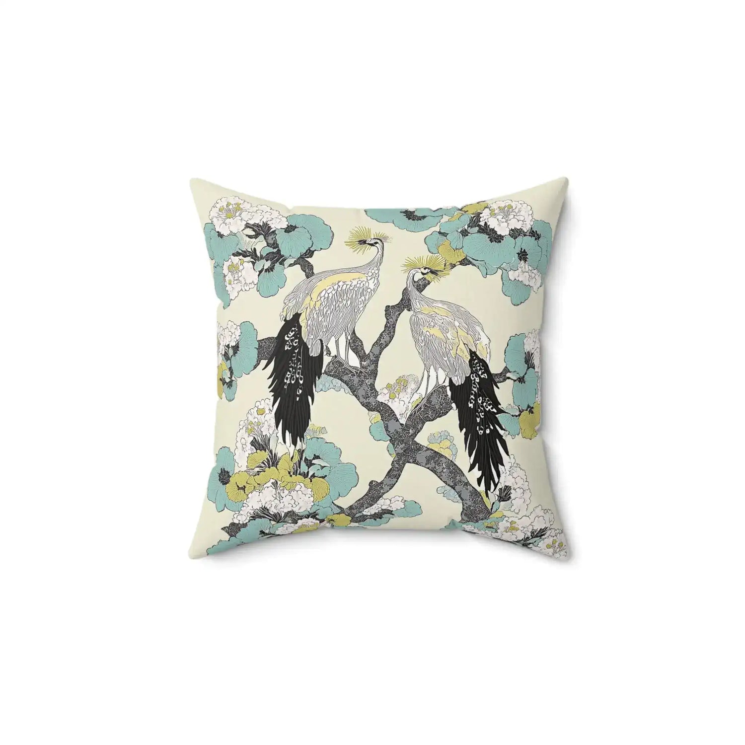 Regal Peacocks in Blossom Throw Pillow