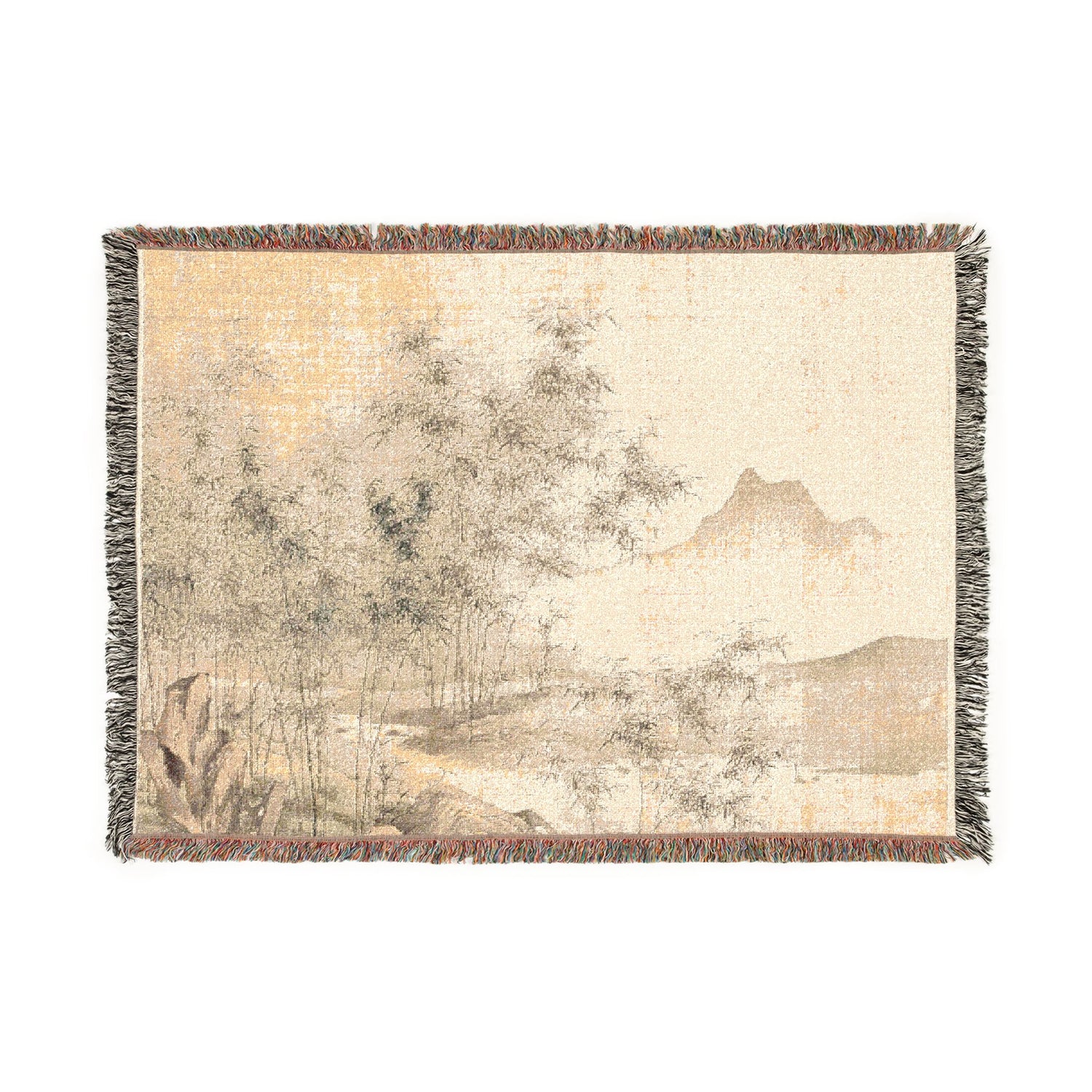 A Solitary Crane in the Bamboo Grove Tapestry Blanket