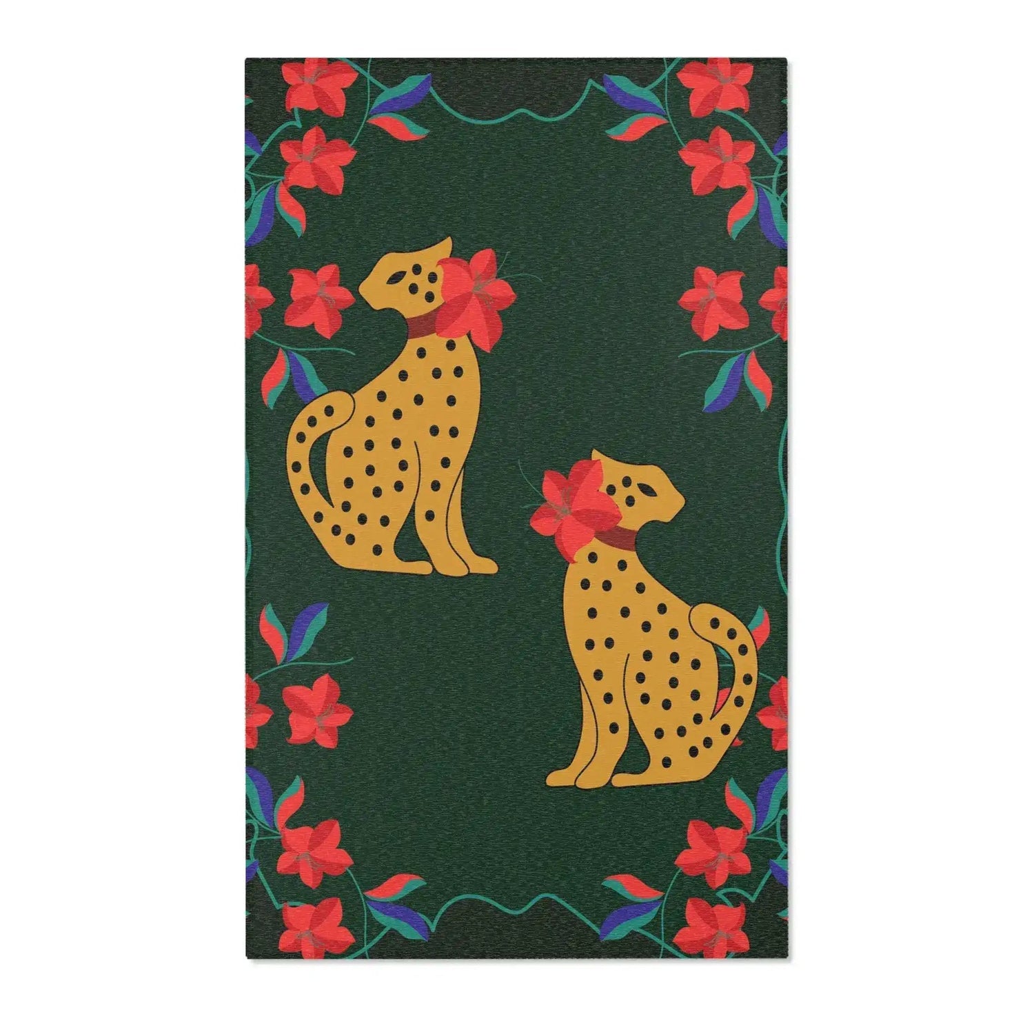 Floral Cheetah Garden Accent Rug