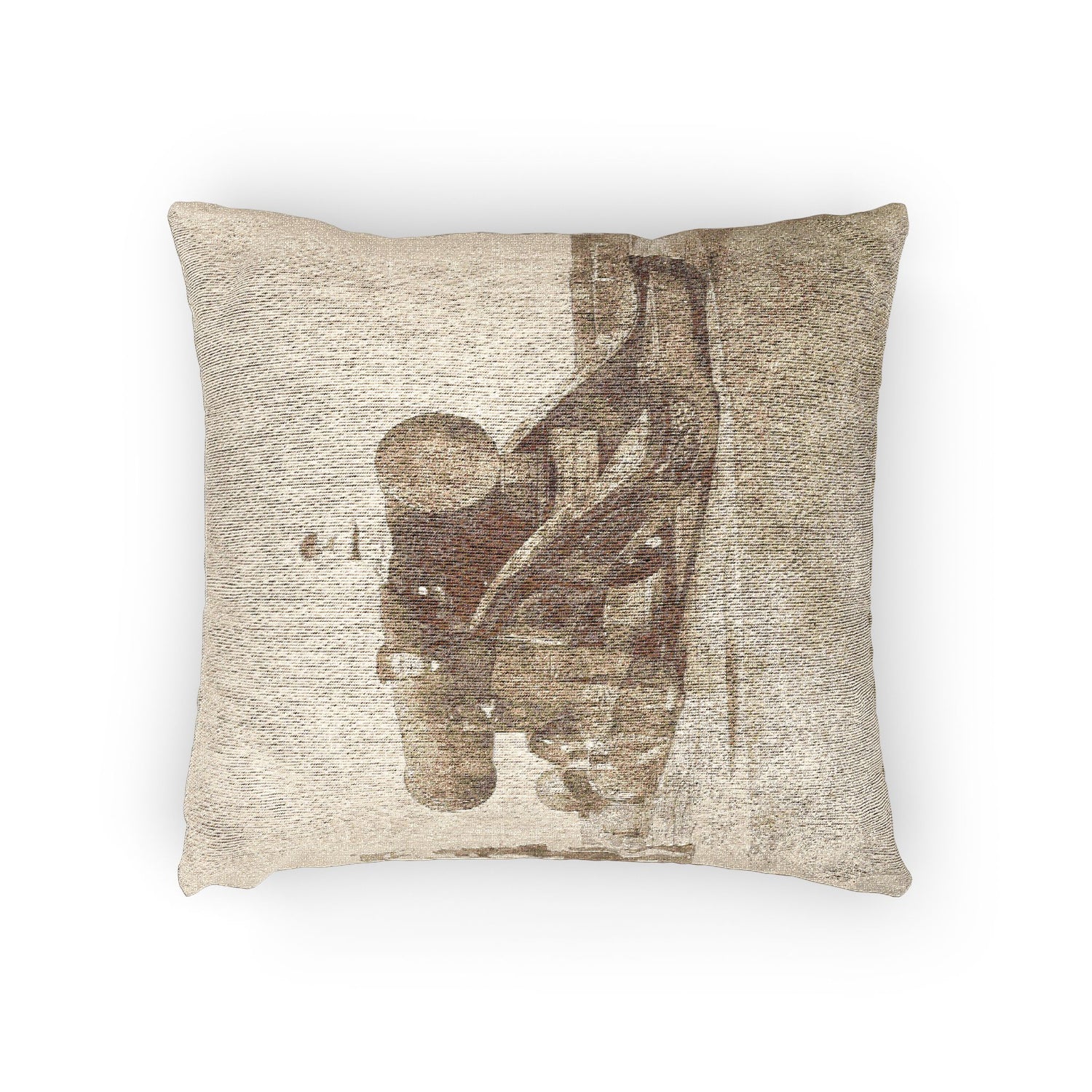 David Octavius Hill - The cannon 'Mons Meg' at Edinburgh Castle, and a private in the 2nd battalion of Royal Scots who g | Woven Pillow