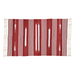 Handwoven Red and White Patterned Cotton Rug with Fringes