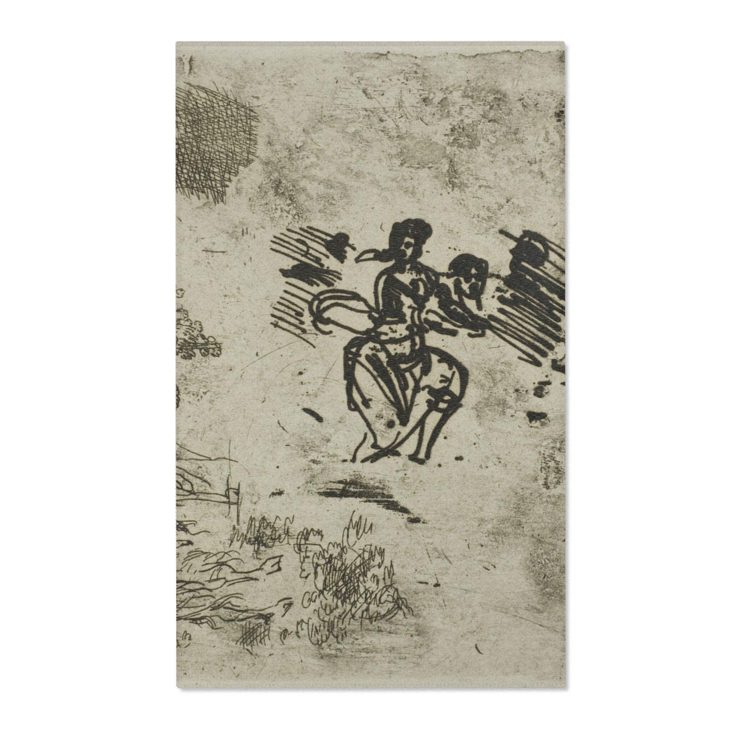 Seated Woman and Other Sketches - Claude Lorrain Area Rug