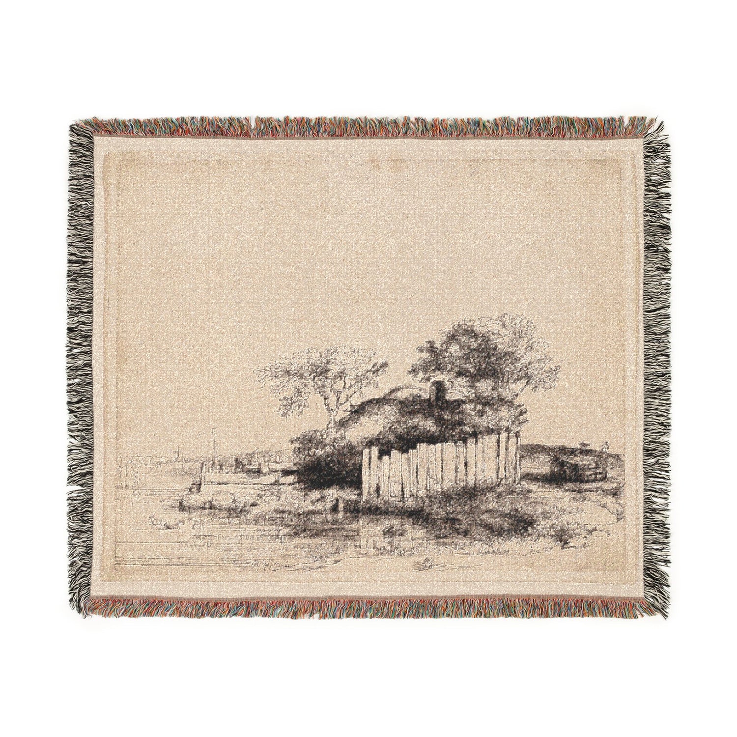 A Cottage with White Paling - Rembrandt van Rijn Tapestry Blanket