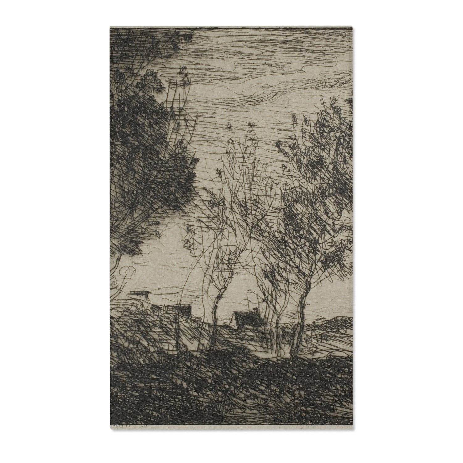 In the Dunes Souvenir of the Woods of the Hague - Jean Baptiste Camille Corot Area Rug