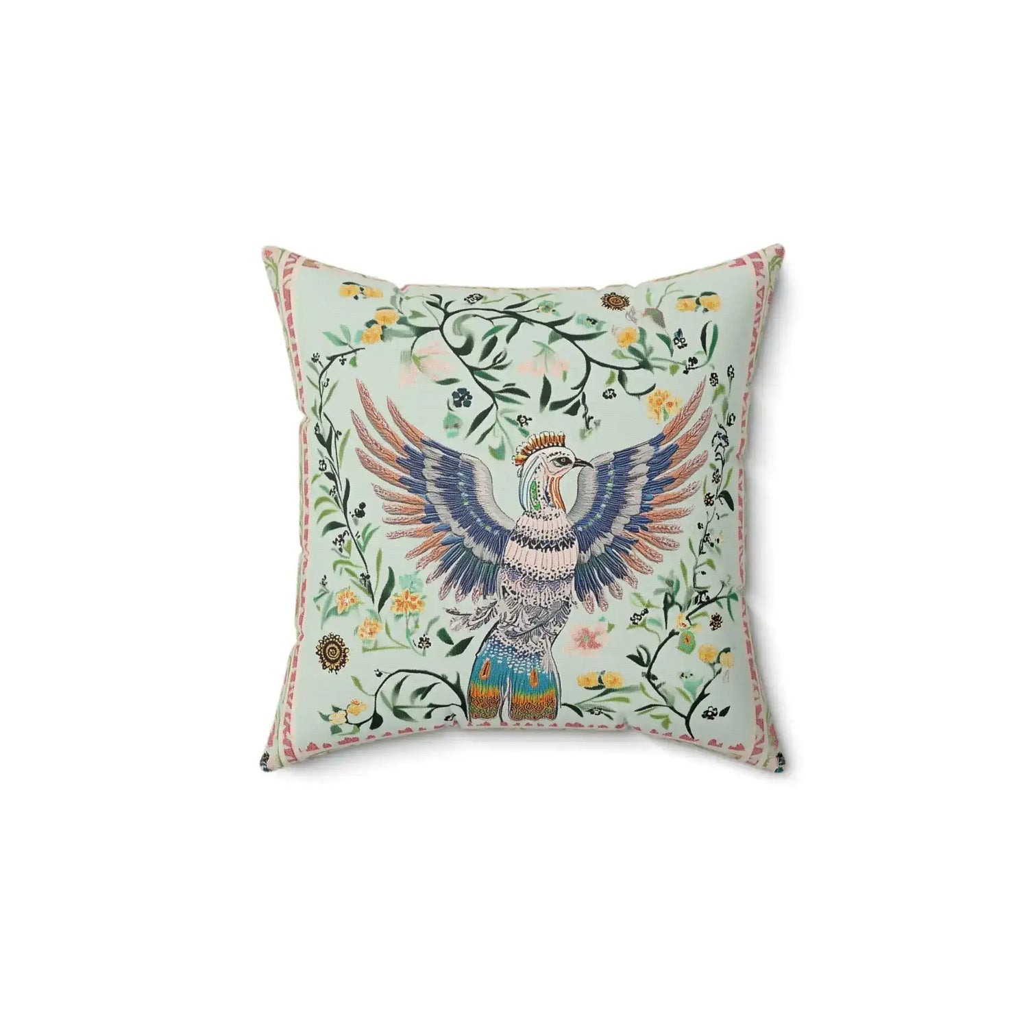Garden Crest Bird Throw Pillow