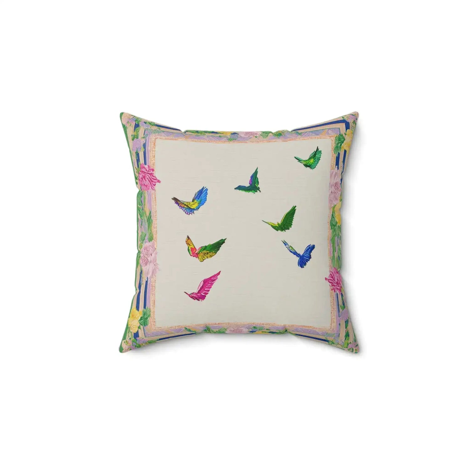 Garden Flight Border Throw Pillow