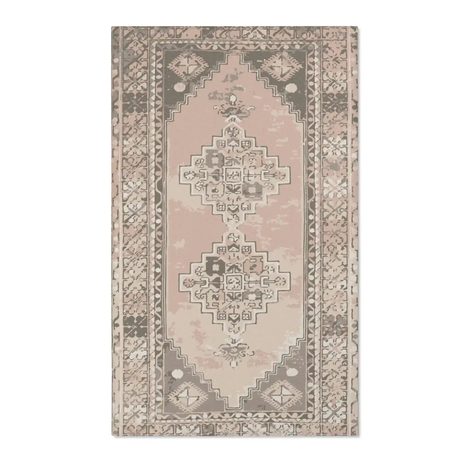 Blush & Taupe Geometric Medallion Accent Rug