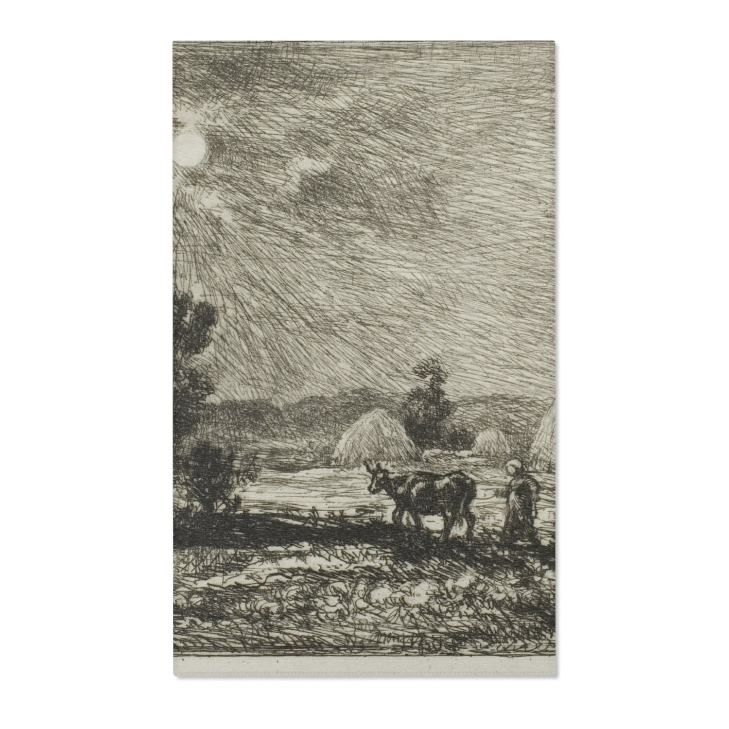 Moonlight at Valmondois - Charles François Daubigny Area Rug
