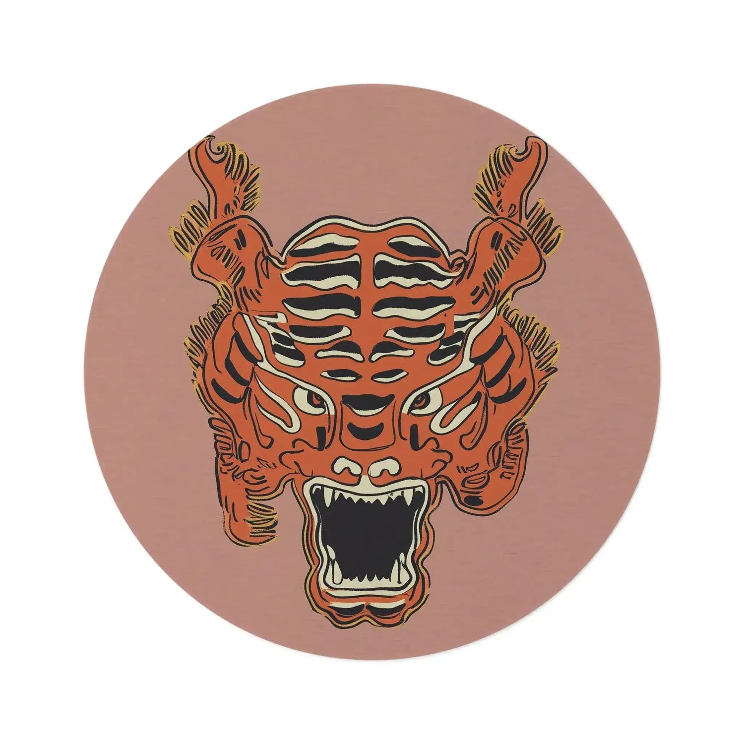Fierce Tiger Emblem Accent Rug