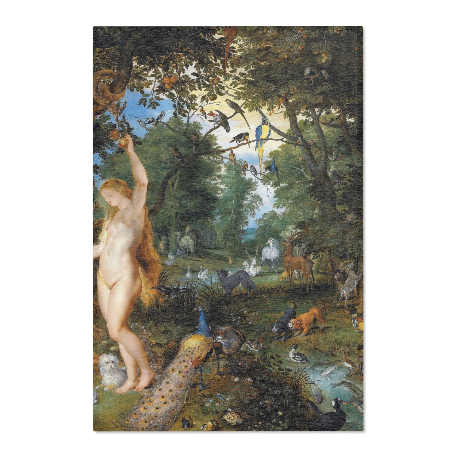 The Earthly Paradise with the Fall of Adam and Eve - Jan Brueghel the Elder and Peter Paul Rubens Area Rug