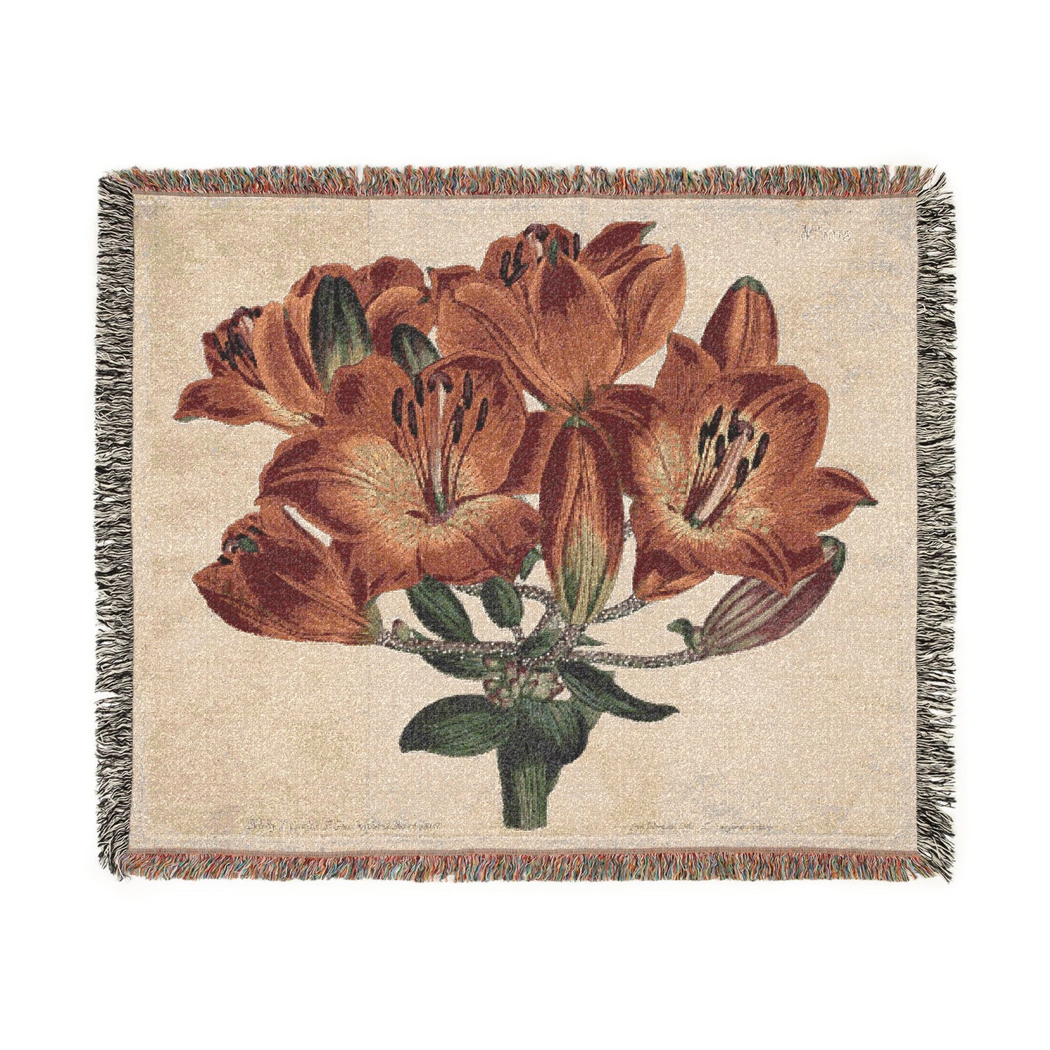 The Botanical Magazine or Flower Garden Displayed: Umbel-Flowering Bulb-Bearing Orange-Lily Woven Throw Blanket