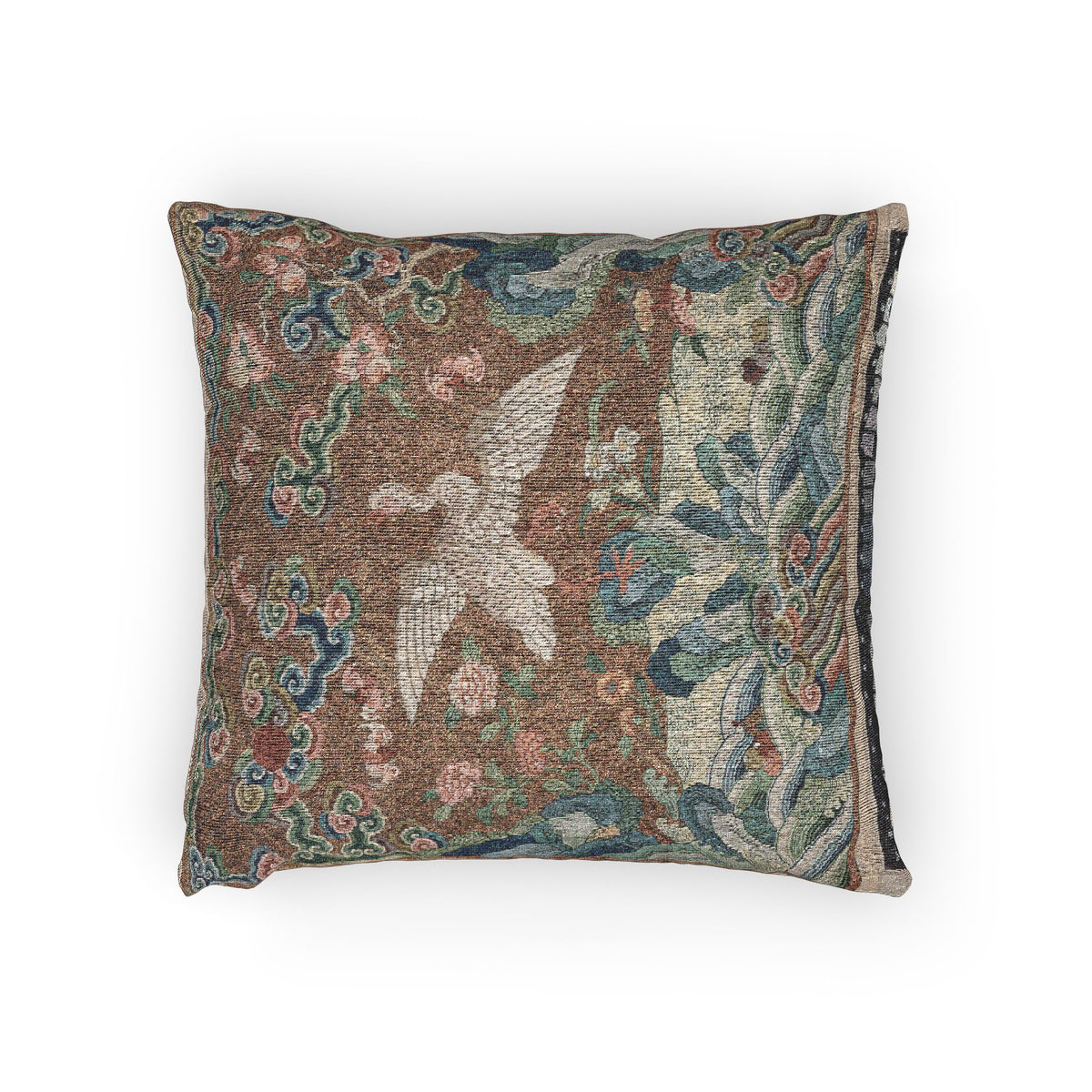 Almohada con Insignia de Rango con Motivos de Aves y Flores