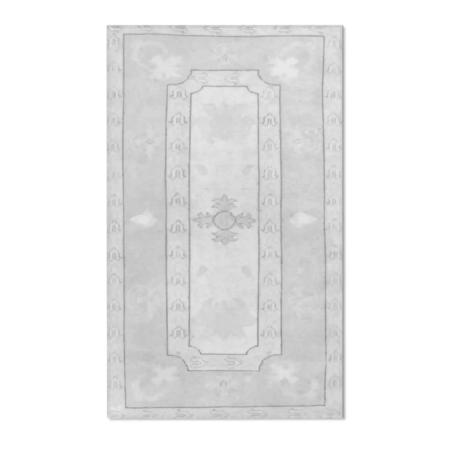 Soft Gray & White Minimalist Medallion Accent Rug