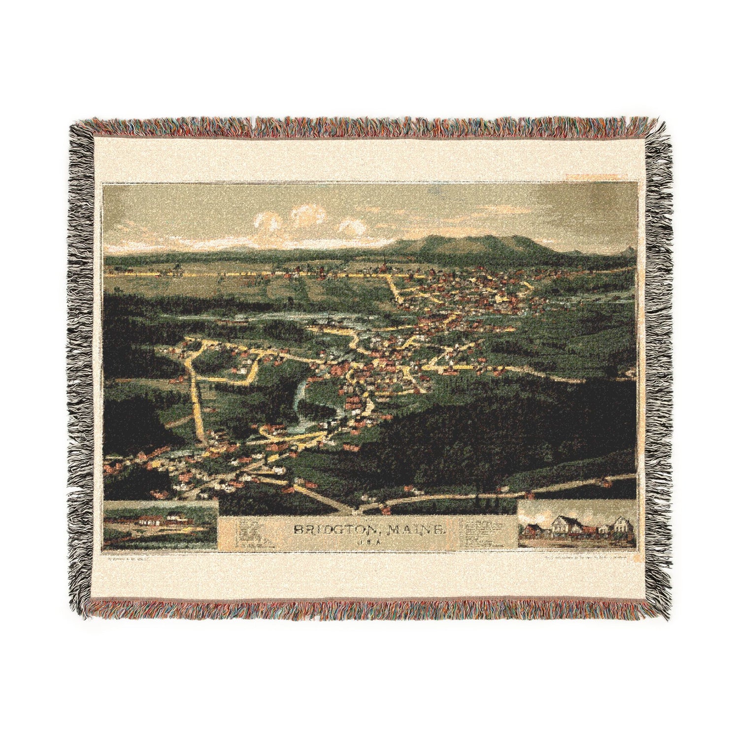 Bridgton, Maine, U.S.A. : 1888 Woven Throw Blanket