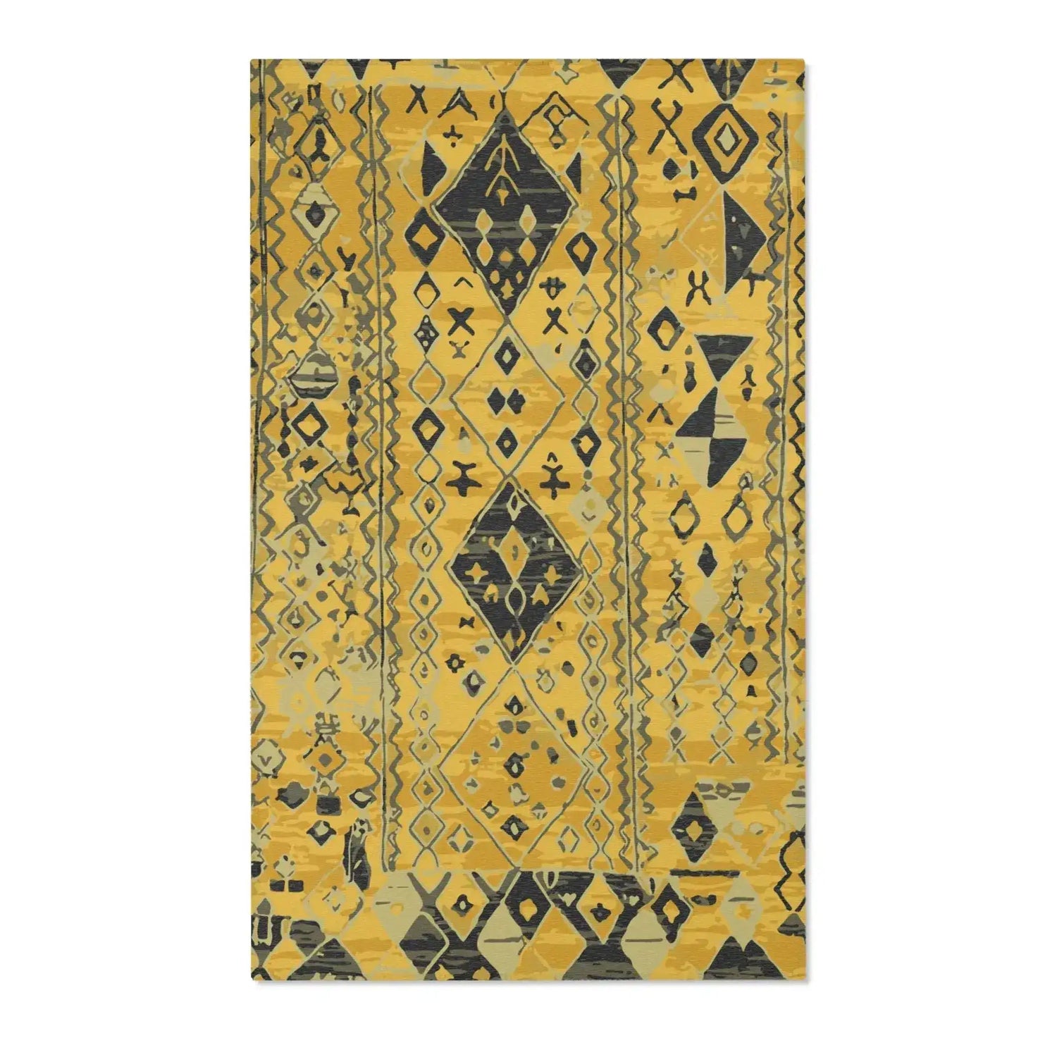 Golden Tribal Diamond Pattern Accent Rug