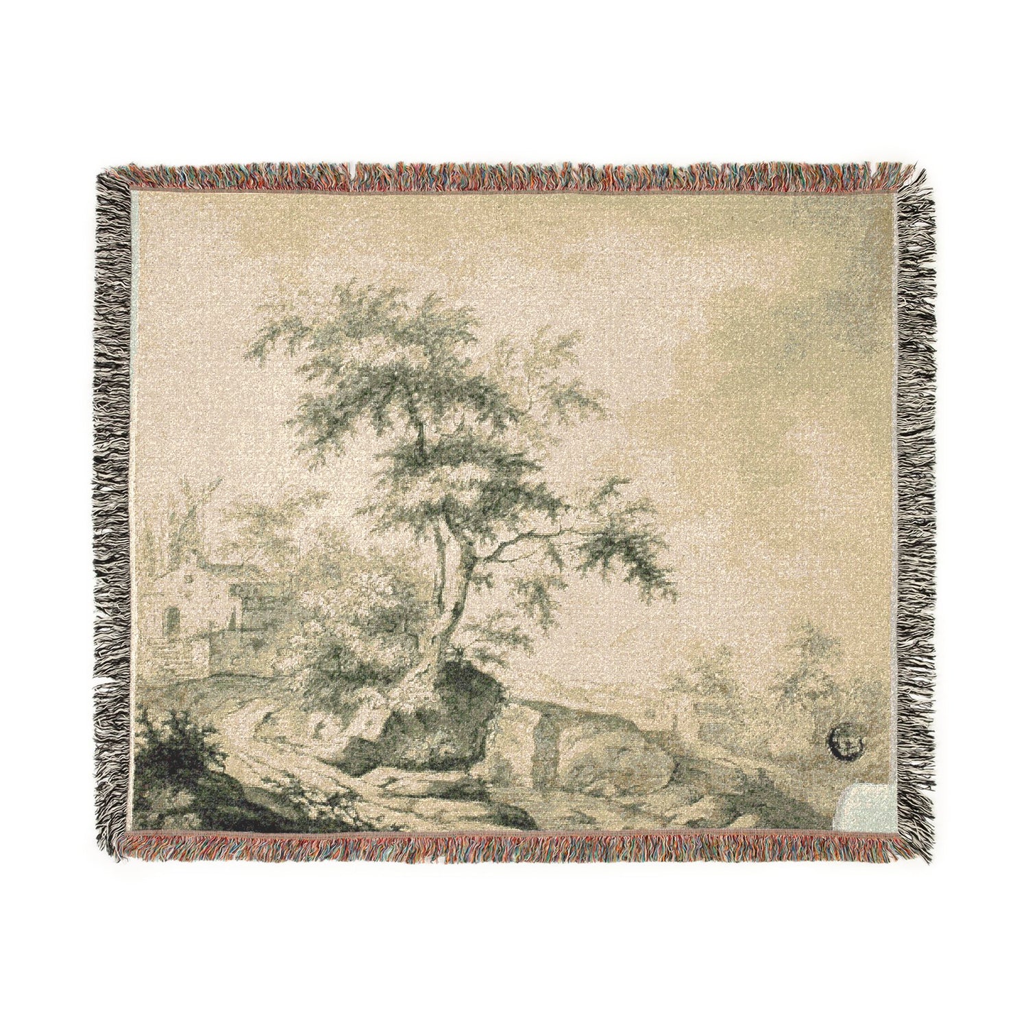 Landscape with Tree on Road to Buildings - Jacob van Ruisdael Tapestry Blanket
