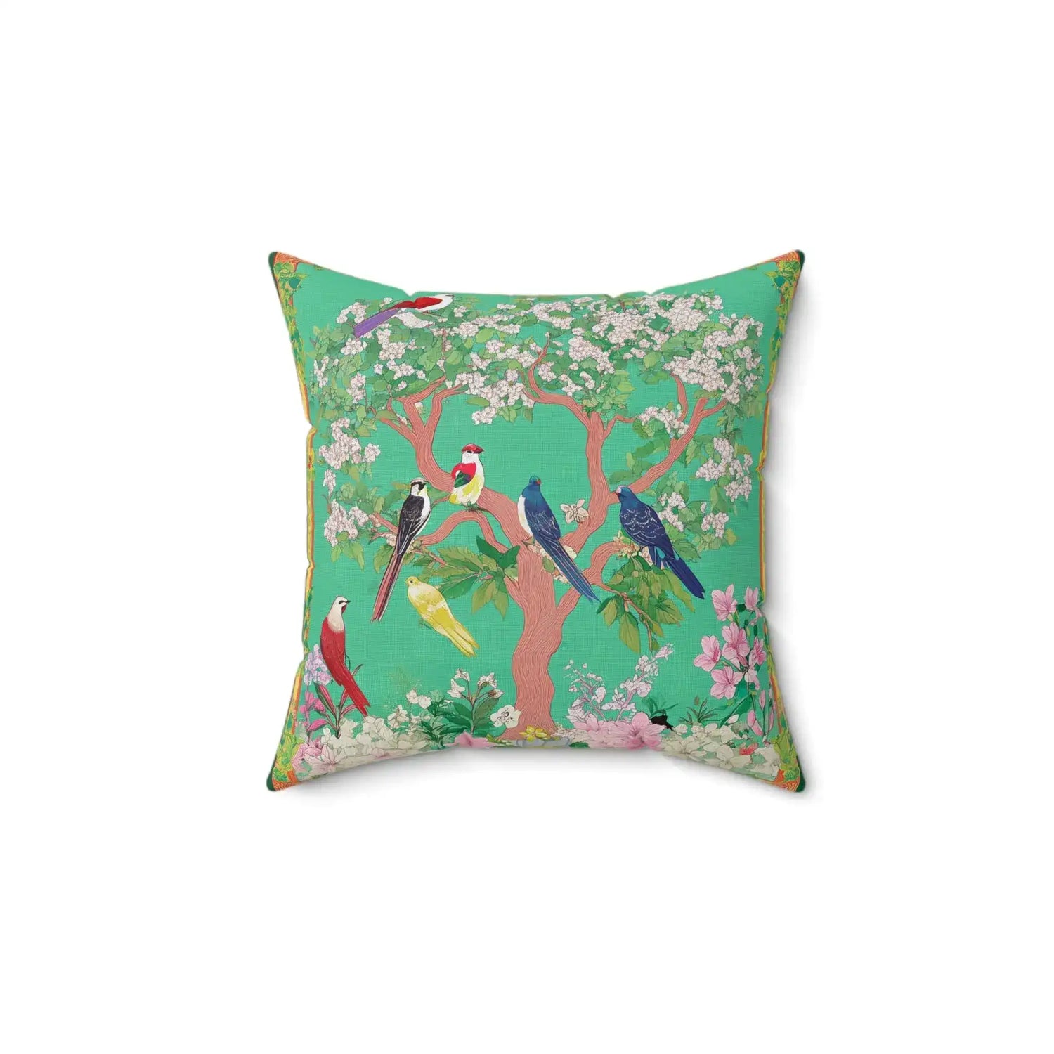 Songbird Blossom Tree Throw Pillow