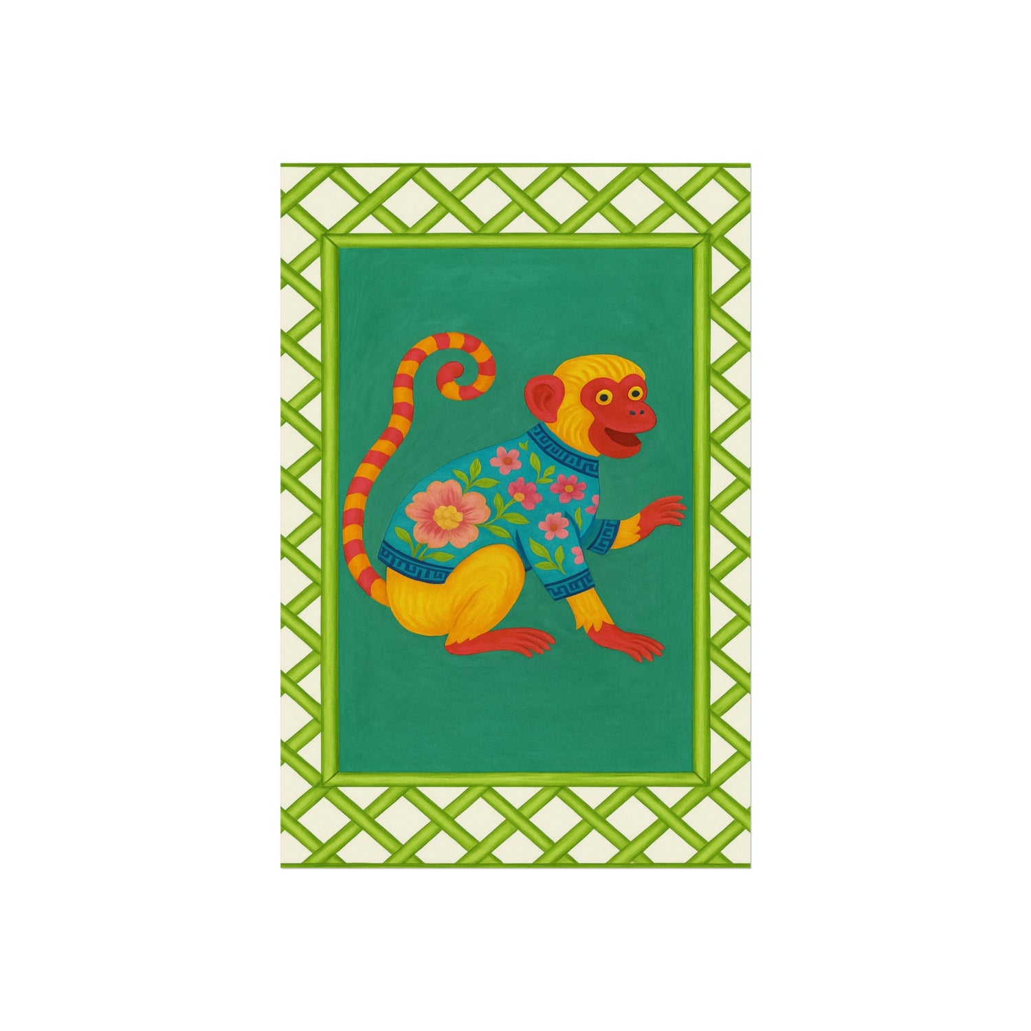 Chinoiserie Playful Monkey Fine Art Poster