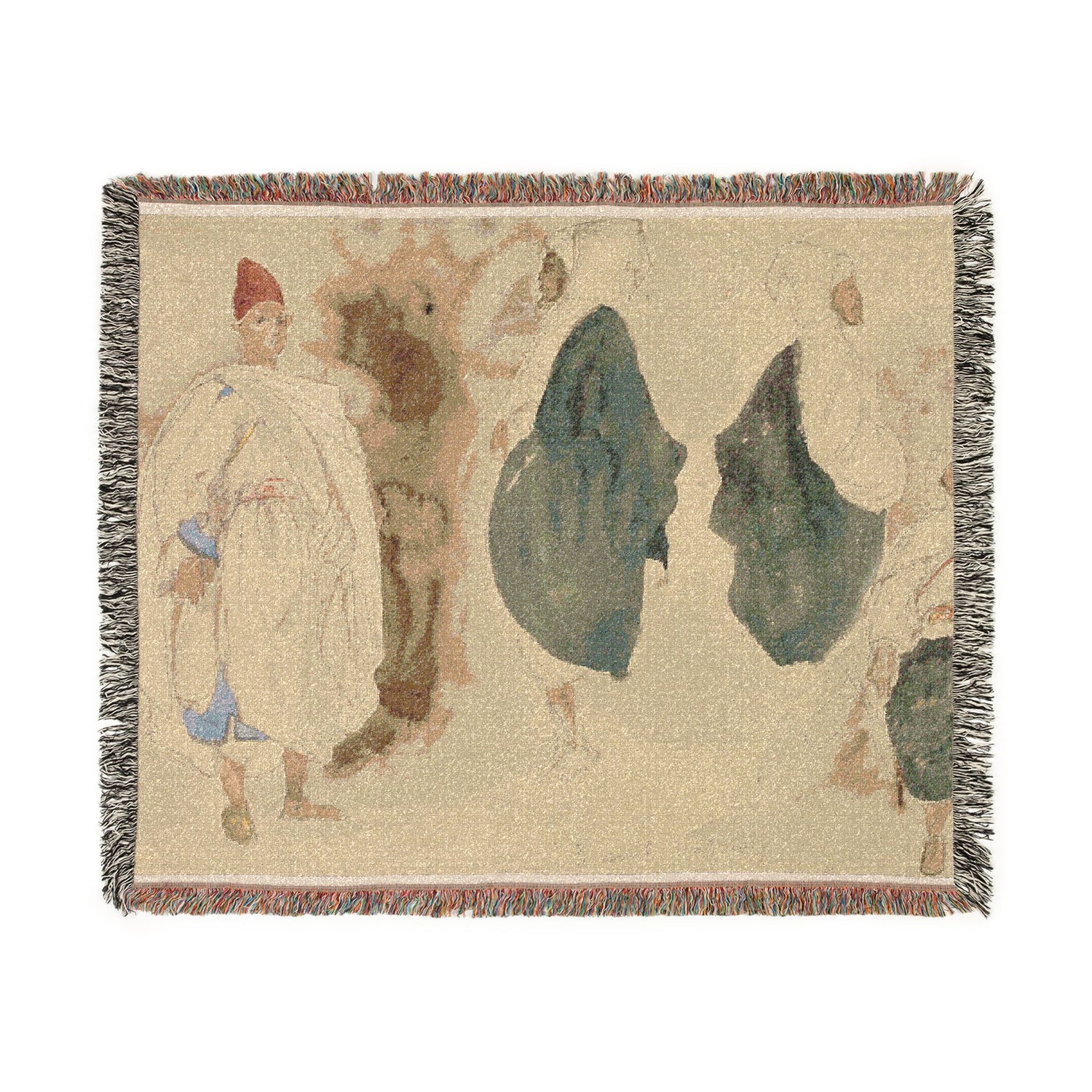 Four Sketches of Arab Men - Eugène Delacroix Tapestry Blanket