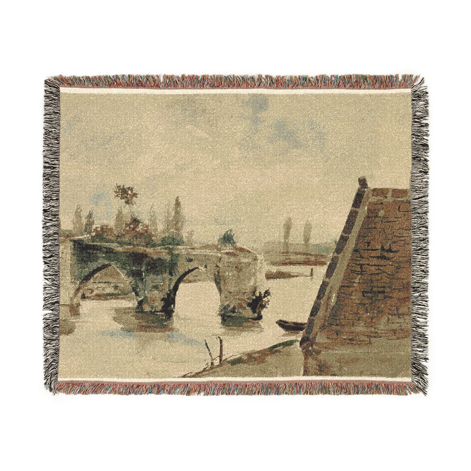 The Old Bridge at Mantes - Eugène Delacroix Tapestry Blanket