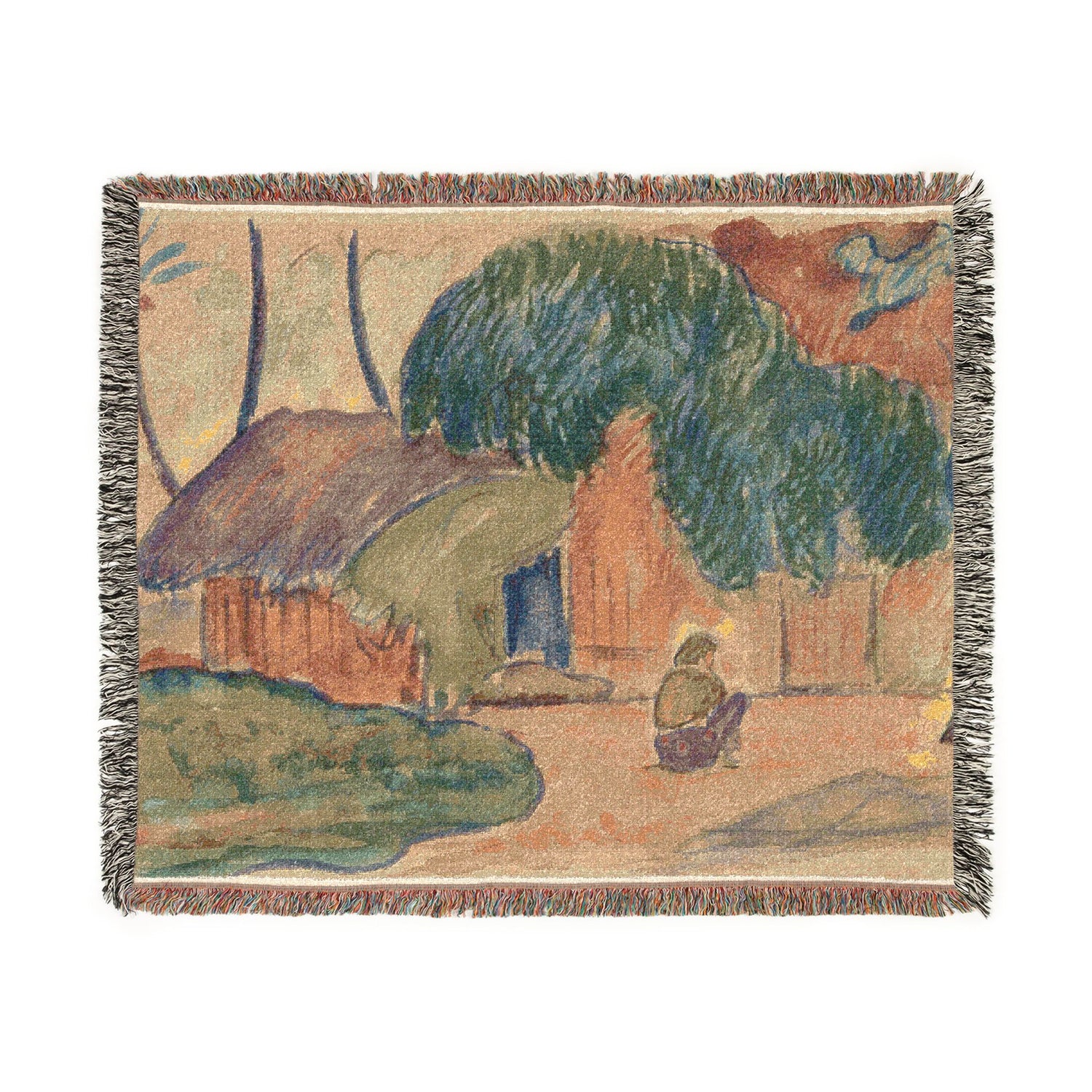 Tahitian Hut - Paul Gauguin Tapestry Blanket