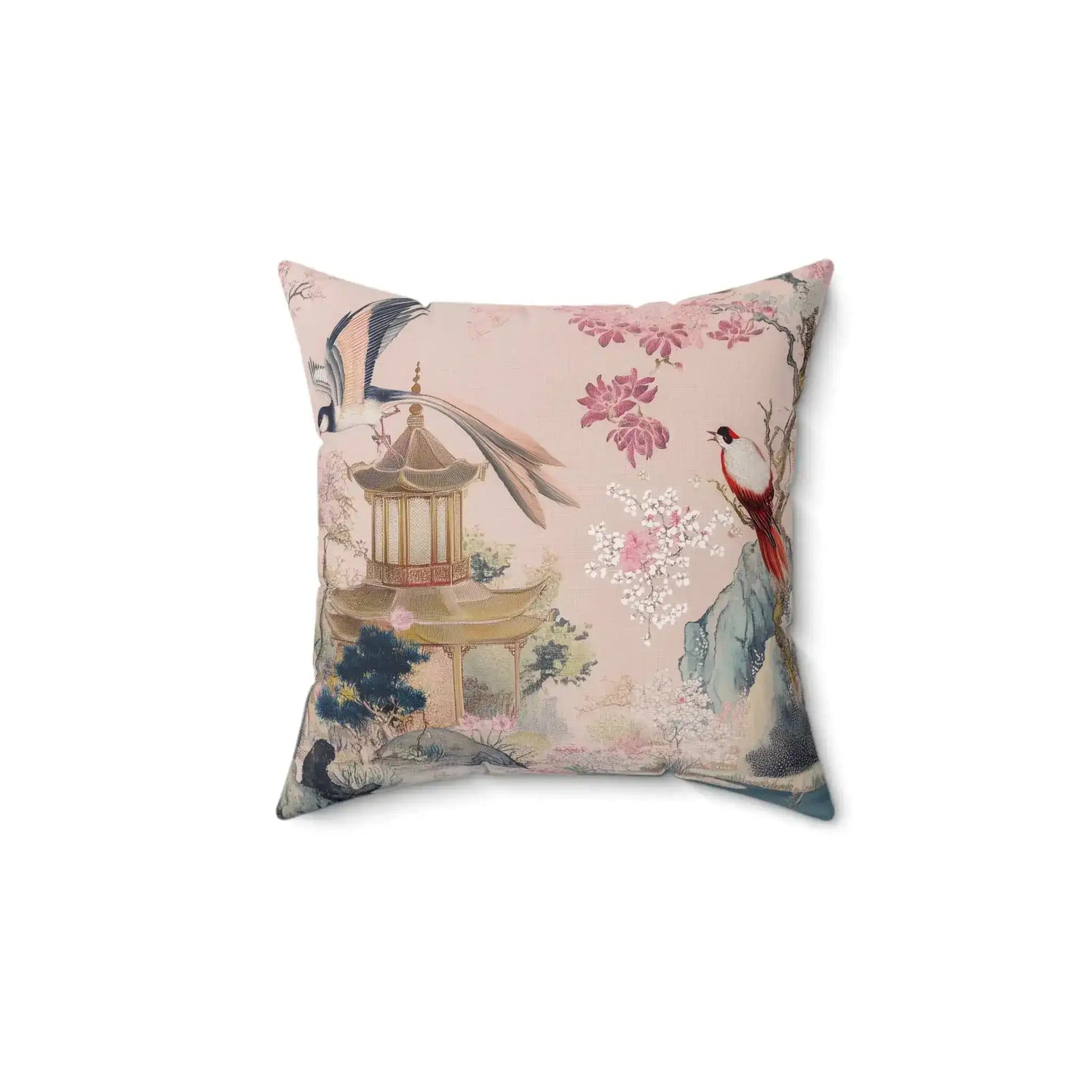 Golden Tranquility in Bloom Throw Pillow