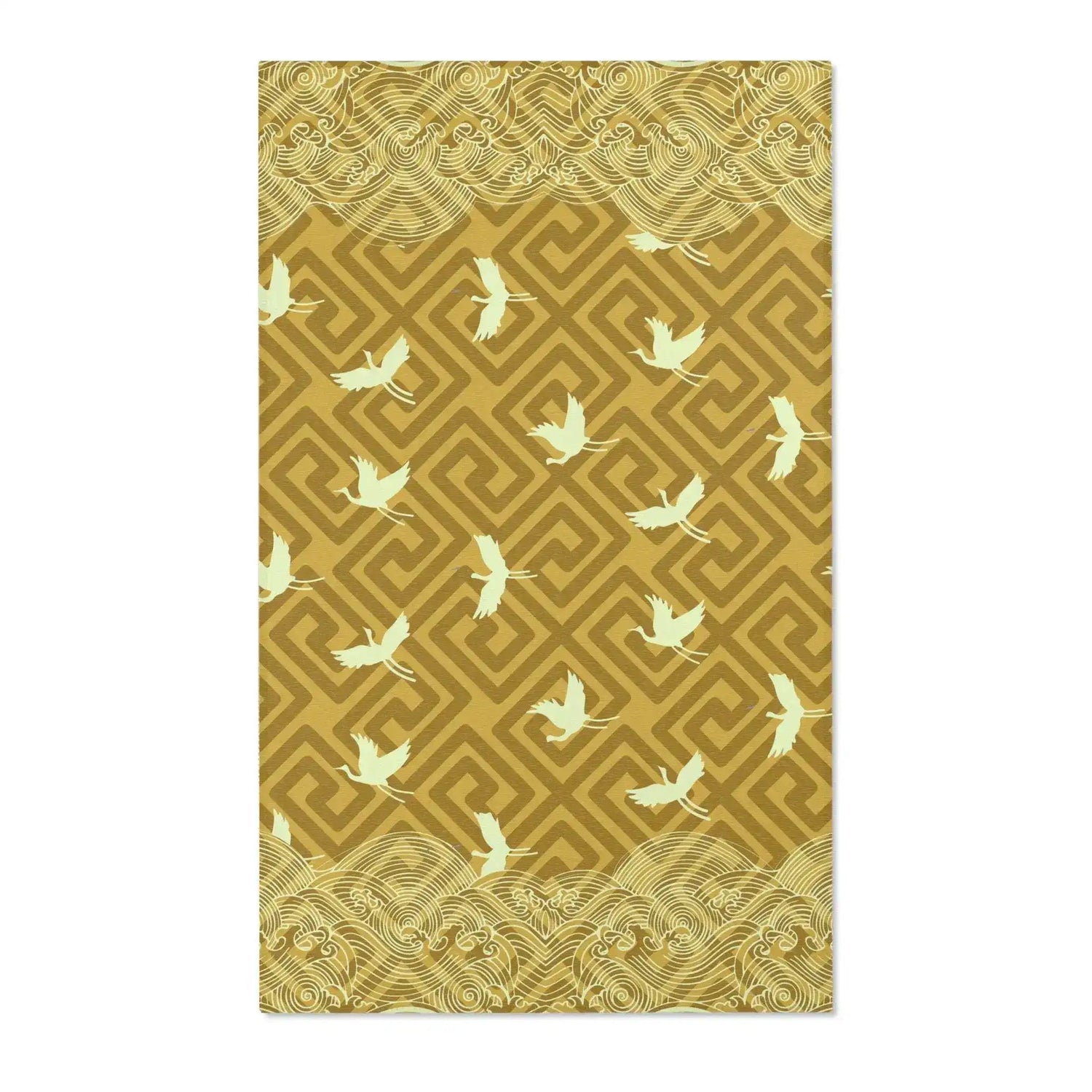 Golden Crane Waves Accent Rug