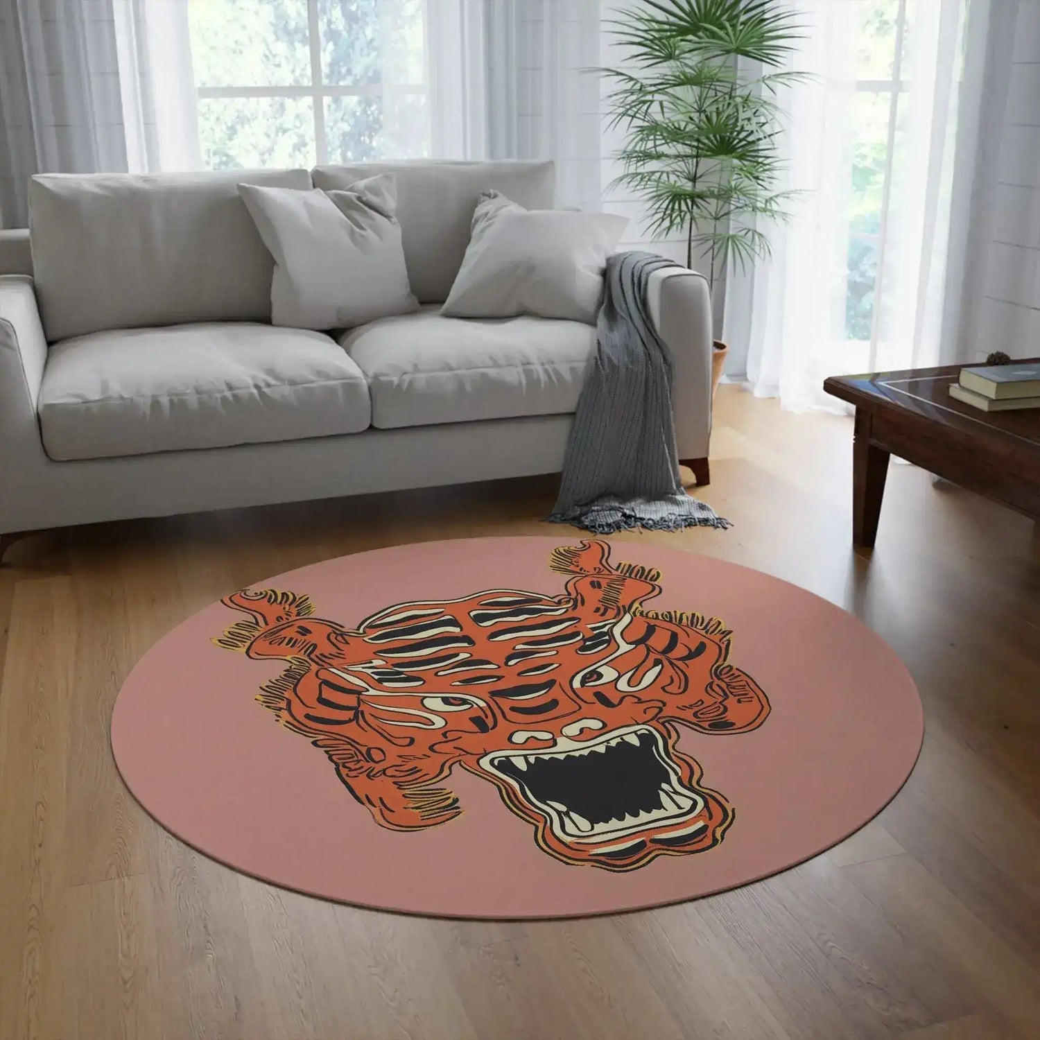 Fierce Tiger Emblem Accent Rug