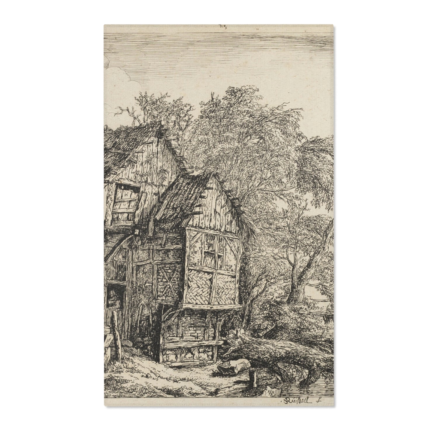 The Little Bridge - Jacob van Ruisdael Area Rug